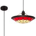 Alysia 1 Light Pendant E27 With 35cm Tiffany Shade, Cream/Red/Clear Crystal Centre/Aged Antique Brass Trim/Black additional 13