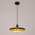 Alysia 1 Light Pendant E27 With 35cm Tiffany Shade, Cream/Beige/Clear Crystal Centre/Aged Antique Brass Trim/Black additional 2