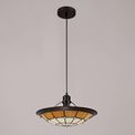 Alysia 1 Light Pendant E27 With 35cm Tiffany Shade, Cream/Beige/Clear Crystal Centre/Aged Antique Brass Trim/Black additional 1