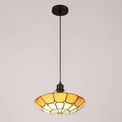 Alysia 1 Light Pendant E27 With 35cm Tiffany Shade, Cream/Beige/Clear Crystal Centre/Aged Antique Brass Trim/Black additional 4
