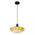 Alysia 1 Light Pendant E27 With 35cm Tiffany Shade, Cream/Beige/Clear Crystal Centre/Aged Antique Brass Trim/Black additional 5