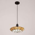 Alysia 1 Light Pendant E27 With 35cm Tiffany Shade, Cream/Beige/Clear Crystal Centre/Aged Antique Brass Trim/Black additional 3