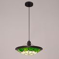 Alysia 1 Light Pendant E27 With 35cm Tiffany Shade, Cream/Green/Clear Crystal Centre/Aged Antique Brass Trim/Black additional 4