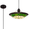 Alysia 1 Light Pendant E27 With 35cm Tiffany Shade, Cream/Green/Clear Crystal Centre/Aged Antique Brass Trim/Black additional 12