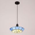 Alysia 1 Light Pendant E27 With 35cm Tiffany Shade, Cream/Rich Blue/Clear Crystal Centre/Aged Antique Brass Trim/Black additional 3