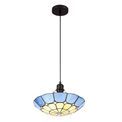 Alysia 1 Light Pendant E27 With 35cm Tiffany Shade, Cream/Rich Blue/Clear Crystal Centre/Aged Antique Brass Trim/Black additional 6