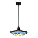 Alysia 1 Light Pendant E27 With 35cm Tiffany Shade, Cream/Rich Blue/Clear Crystal Centre/Aged Antique Brass Trim/Black additional 9