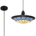 Alysia 1 Light Pendant E27 With 35cm Tiffany Shade, Cream/Rich Blue/Clear Crystal Centre/Aged Antique Brass Trim/Black additional 12