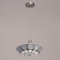 Alysia 1 Light Pendant E27 With 35cm Tiffany Shade, Cream/Grey/Crystal Centre/Satin Nickel Brass Trim/Satin Nickel additional 2