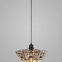 Areta 1 Light Uplighter Pendant E27 With 30cm Tiffany Shade, White/Grey/Black/Clear Crystal additional 1