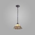 Areta 1 Light Downlighter Pendant E27 With 30cm Tiffany Shade, White/Grey/Black/Clear Crystal/Aged Antique Brass additional 1