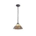 Areta 1 Light Downlighter Pendant E27 With 30cm Tiffany Shade, White/Grey/Black/Clear Crystal/Aged Antique Brass additional 2