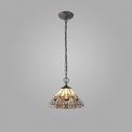 Areta 2 Light Downlighter Pendant E27 With 30cm Tiffany Shade, White/Grey/Black/Clear Crystal/Aged Antique Brass additional 1
