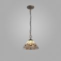 Areta 3 Light Downlighter Pendant E27 With 30cm Tiffany Shade, White/Grey/Black/Clear Crystal/Aged Antique Brass additional 1