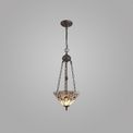 Areta 2 Light Uplighter Pendant E27 With 30cm Tiffany Shade, White/Grey/Black/Clear Crystal/Aged Antique Brass additional 1