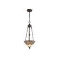 Areta 2 Light Uplighter Pendant E27 With 30cm Tiffany Shade, White/Grey/Black/Clear Crystal/Aged Antique Brass additional 2