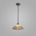 Areta 1 Light Downlighter Pendant E27 With 40cm Tiffany Shade, White/Grey/Black/Clear Crystal/Aged Antique Brass additional 1