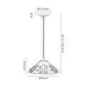 Areta 1 Light Downlighter Pendant E27 With 40cm Tiffany Shade, White/Grey/Black/Clear Crystal/Aged Antique Brass additional 4