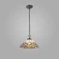 Areta 2 Light Downlighter Pendant E27 With 40cm Tiffany Shade, White/Grey/Black/Clear Crystal/Aged Antique Brass additional 1