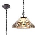 Areta 2 Light Downlighter Pendant E27 With 40cm Tiffany Shade, White/Grey/Black/Clear Crystal/Aged Antique Brass additional 2