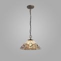 Areta 3 Light Downlighter Pendant E27 With 40cm Tiffany Shade, White/Grey/Black/Clear Crystal/Aged Antique Brass additional 1