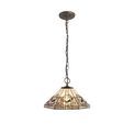 Areta 3 Light Downlighter Pendant E27 With 40cm Tiffany Shade, White/Grey/Black/Clear Crystal/Aged Antique Brass additional 2
