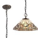 Areta 3 Light Downlighter Pendant E27 With 40cm Tiffany Shade, White/Grey/Black/Clear Crystal/Aged Antique Brass additional 3