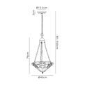 Areta 3 Light Uplighter Pendant E27 With 40cm Tiffany Shade, White/Grey/Black/Clear Crystal/Aged Antique Brass additional 5