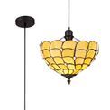 Camillie 1 Light Uplighter Pendant E27 With 30cm Tiffany Shade, Beige/Clear Crystal/Black additional 3