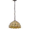 Camillie 1 Light Downlighter Pendant E27 With 30cm Tiffany Shade, Beige/Clear Crystal/Aged Antique Brass additional 4