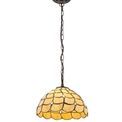 Camillie 1 Light Downlighter Pendant E27 With 30cm Tiffany Shade, Beige/Clear Crystal/Aged Antique Brass additional 3