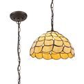 Camillie 1 Light Downlighter Pendant E27 With 30cm Tiffany Shade, Beige/Clear Crystal/Aged Antique Brass additional 5