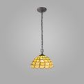 Camillie 2 Light Downlighter Pendant E27 With 30cm Tiffany Shade, Beige/Clear Crystal/Aged Antique Brass additional 1