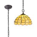 Camillie 2 Light Downlighter Pendant E27 With 30cm Tiffany Shade, Beige/Clear Crystal/Aged Antique Brass additional 3