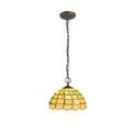 Camillie 3 Light Downlighter Pendant E27 With 30cm Tiffany Shade, Beige/Clear Crystal/Aged Antique Brass additional 2