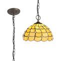 Camillie 3 Light Downlighter Pendant E27 With 30cm Tiffany Shade, Beige/Clear Crystal/Aged Antique Brass additional 3