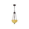 Camillie 2 Light Uplighter Pendant E27 With 30cm Tiffany Shade, Beige/Clear Crystal/Aged Antique Brass additional 2