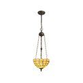 Camillie 3 Light Uplighter Pendant E27 With 30cm Tiffany Shade, Beige/Clear Crystal/Aged Antique Brass additional 2
