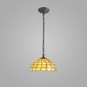 Camillie 1 Light Downlighter Pendant E27 With 40cm Tiffany Shade, Beige/Clear Crystal/Aged Antique Brass additional 1