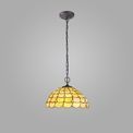 Camillie 2-Light Downlighter Pendan with E27 Socket &amp; 40cm Tiffany Shade in Beige/Clear Crystal/Aged Antique Brass additional 1