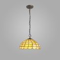 Camillie 3 Light Downlighter Pendant E27 With 40cm Tiffany Shade, Beige/Clear Crystal/Aged Antique Brass additional 1