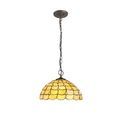 Camillie 3 Light Downlighter Pendant E27 With 40cm Tiffany Shade, Beige/Clear Crystal/Aged Antique Brass additional 2