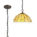 Camillie 3 Light Downlighter Pendant E27 With 40cm Tiffany Shade, Beige/Clear Crystal/Aged Antique Brass additional 3