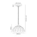 Camillie 3 Light Downlighter Pendant E27 With 40cm Tiffany Shade, Beige/Clear Crystal/Aged Antique Brass additional 4
