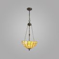 Camillie 3 Light Uplighter Pendant E27 With 40cm Tiffany Shade, Beige/Clear Crystal/Aged Antique Brass additional 1
