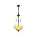 Camillie 3 Light Uplighter Pendant E27 With 40cm Tiffany Shade, Beige/Clear Crystal/Aged Antique Brass additional 2