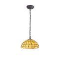 Camillie 1 Light Downlighter Pendant E27 With 50cm Tiffany Shade, Beige/Clear Crystal/Aged Antique Brass additional 2