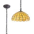 Camillie 1 Light Downlighter Pendant E27 With 50cm Tiffany Shade, Beige/Clear Crystal/Aged Antique Brass additional 3
