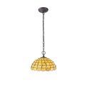 Camillie 2 Light Downlighter Pendant E27 With 50cm Tiffany Shade, Beige/Clear Crystal/Aged Antique Brass additional 2