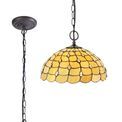 Camillie 2 Light Downlighter Pendant E27 With 50cm Tiffany Shade, Beige/Clear Crystal/Aged Antique Brass additional 3